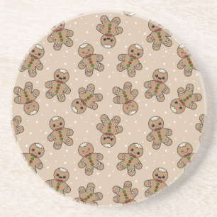 Kawaii Gingerbread Man Pattern Coaster