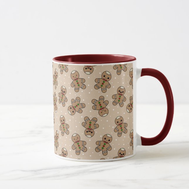 Kawaii Gingerbread Man Pattern  Mug (Right)