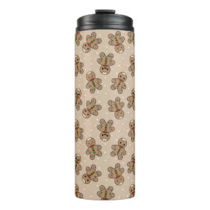 Kawaii Gingerbread Man Pattern Thermal Tumbler