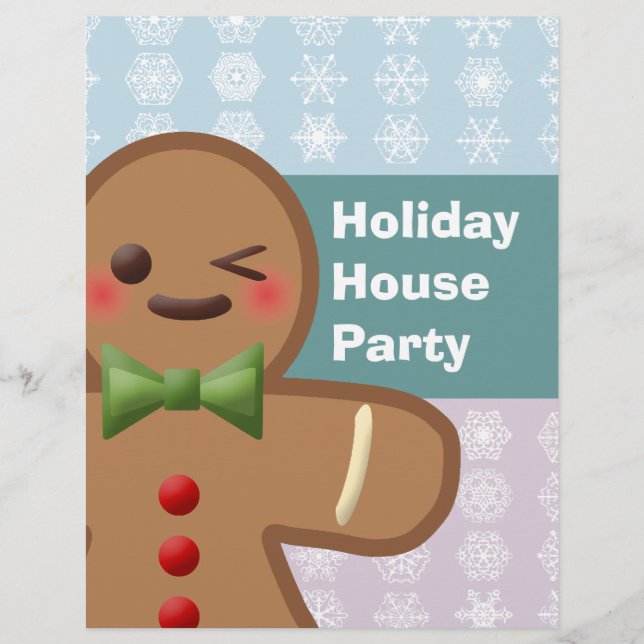 Kawaii Gingerbread Man & Snowflakes Flyer (Front)