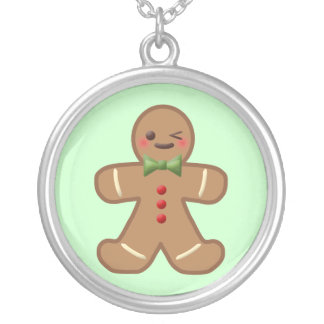 Kawaii Gingerbread Man Sterling Silver Necklace