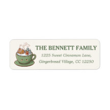Kawaii Gingerbread Sage Return Address