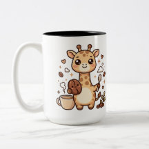 Kawaii Giraffe Coffee Two-Tone Mug