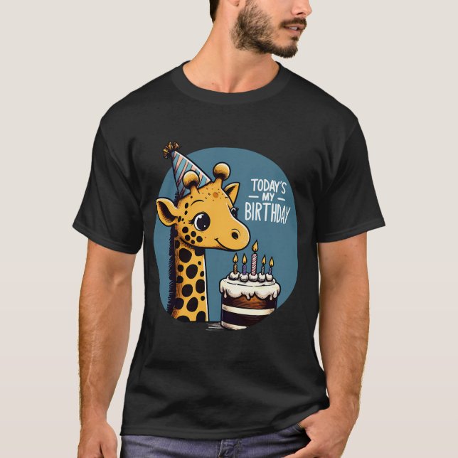 Kawaii Giraffe Today Is My Birthday Party T-Shirt (Front)