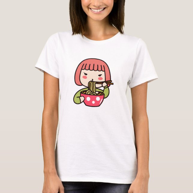 Kawaii Girl eating Ramen  T-Shirt (Front)