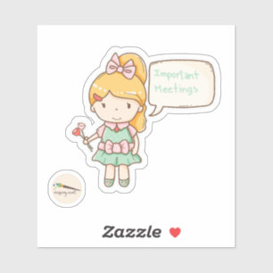 Kawaii Girl Important Meetings Scrapbooking Sticker