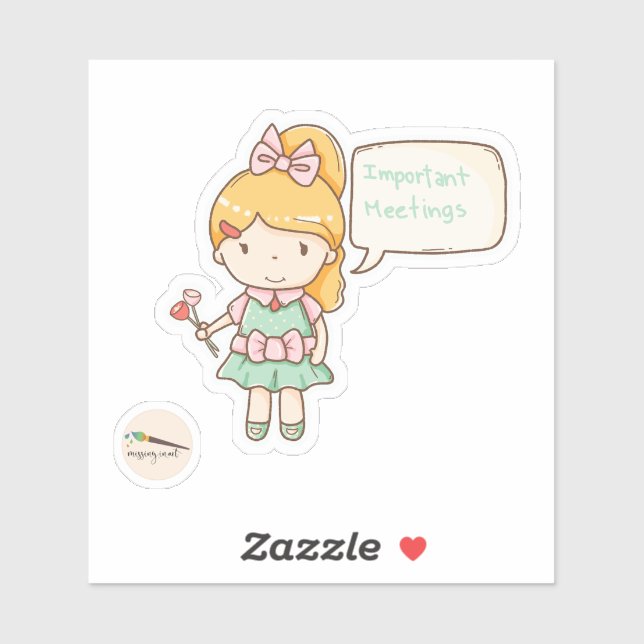 Kawaii Girl Important Meetings Scrapbooking Sticker (Sheet)