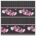 Kawaii Girl PinkP - trendy black pink hearts Fabric