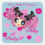 Kawaii Girl Pinky Promise gifts for friends Square Sticker