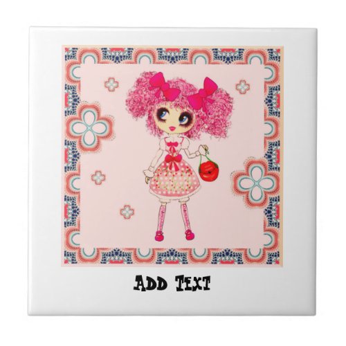 Kawaii Girl Pinky so sweet Ceramic Tile