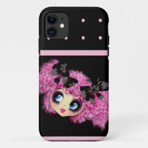 Kawaii Girl PinkyP black pink hearts iPhone 11 Case