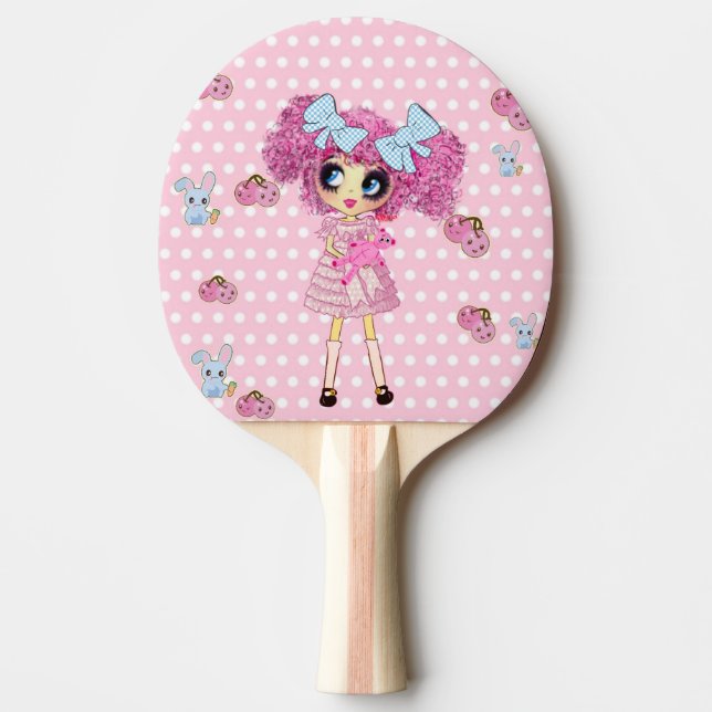 Kawaii Girl PinkyP cute girly Ping-Pong Paddle (Front)