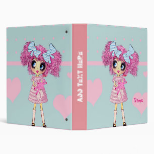 Kawaii Girl PinkyP pastel blue Binder