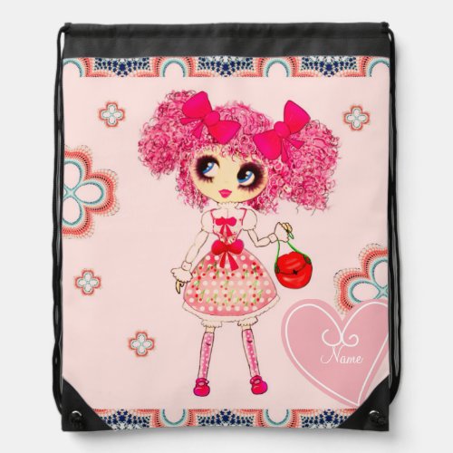 Kawaii Girl PinkyP Sweet Lolita so cute Drawstring Bag