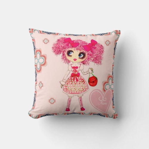 Kawaii Girl PinkyP Sweet Lolita so cute Throw Pillow