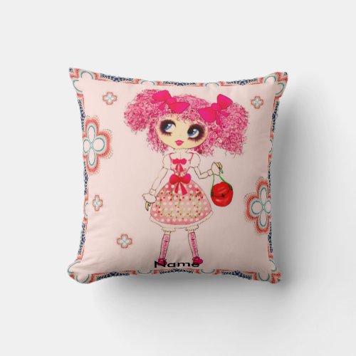 Kawaii Girl PinkyP sweet lolita Throw Pillow