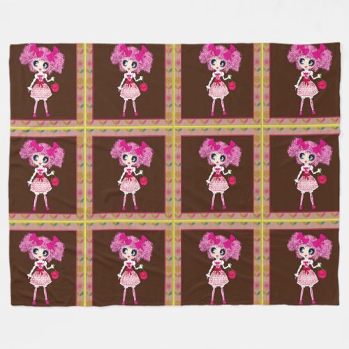 Kawaii Girl PinkyP sweetloli pinkbown accessories Fleece Blanket