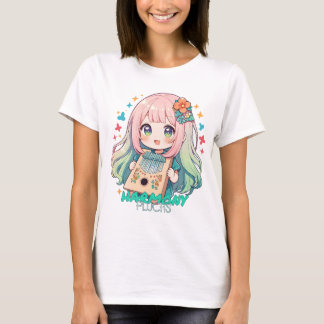 Kawaii girl playing kalimba T-Shirt