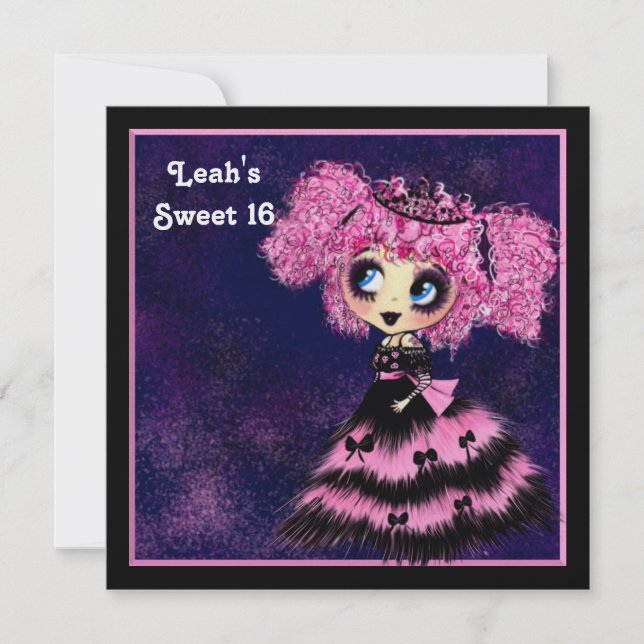 Kawaii girl sweet 16 PinkyP Invitation (Front)