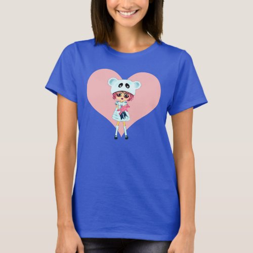 Kawaii Girl why so sad Crying child with bear T_Shirt