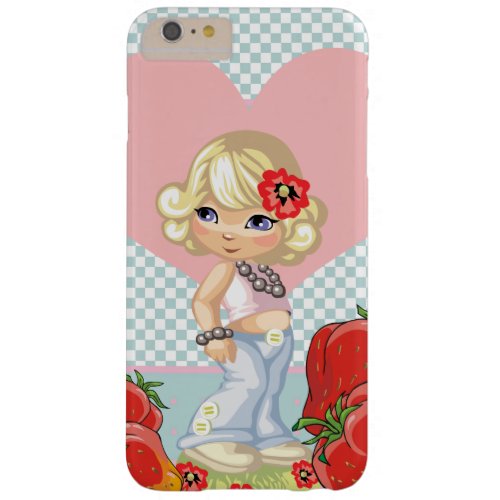 Kawaii girl with strawberries very cute barely there iPhone 6 plus case