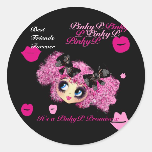 Kawaii girlfriends , best friends forever gifts classic round sticker (Front)