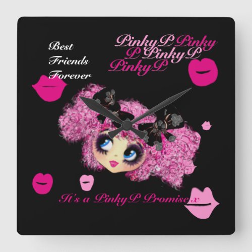 Kawaii girlfriends  best friends forever gifts square wall clock