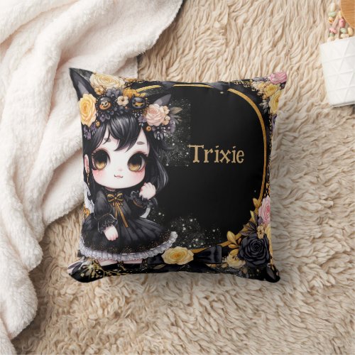 Kawaii Girls Goth Cute Custom Decor Gift Anime Throw Pillow