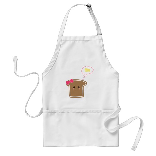 Kawaii Girly Toast n' Butter Adult Apron (Front)
