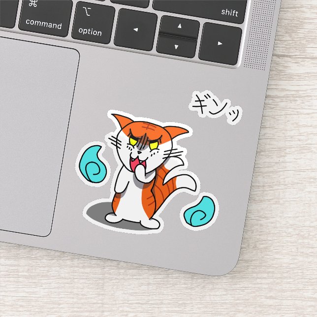 Kawaii Glaring Nekomata Cat Sticker (Detail)