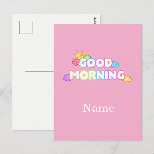 Kawaii Good Morning Sun & Rainbow Clouds Postcard