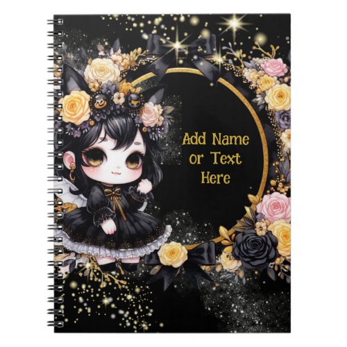 Kawaii Goth Girls Cute Personalized Gothic Chibi Notebook