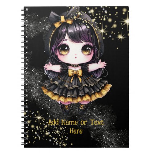 Kawaii Goth Girls Cute Personalized Gothic Chibi Notebook