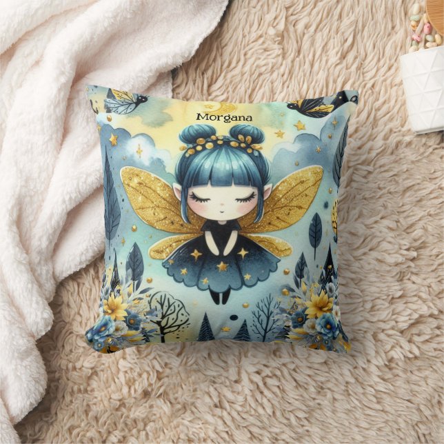 Kawaii Goth Girls Cute Personalized Gothic Chibi Throw Pillow (Blanket)