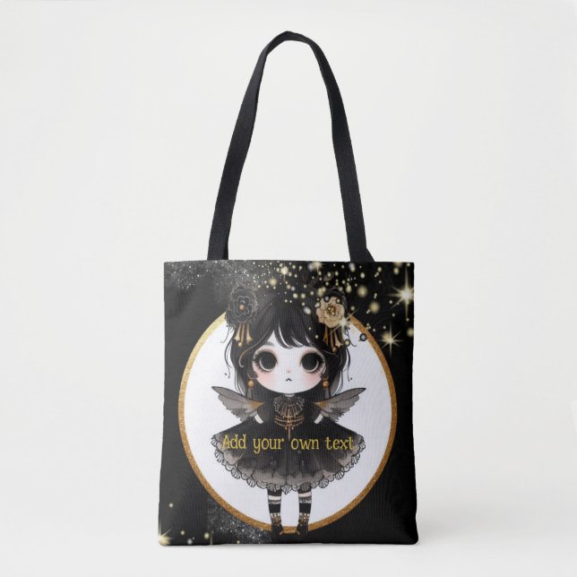 Kawaii Goth Girls Cute Personalized Gothic Chibi Tote Bag (Front)