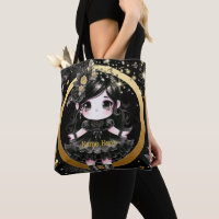 Kawaii Goth Girls Cute Personalized Gothic Chibi Tote Bag