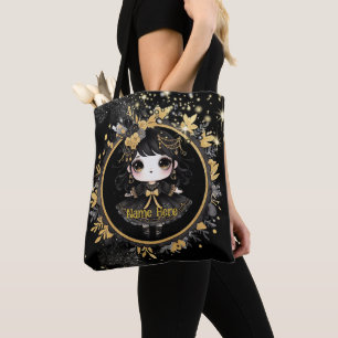 Kawaii Goth Girls Cute Personalized Gothic Chibi Tote Bag