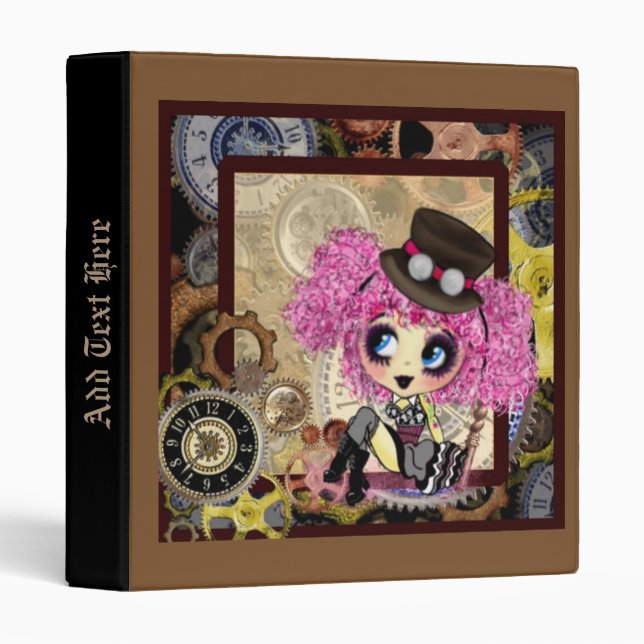 Kawaii goth lolita Steampunk PinkyP 3 Ring Binder (Front/Spine)
