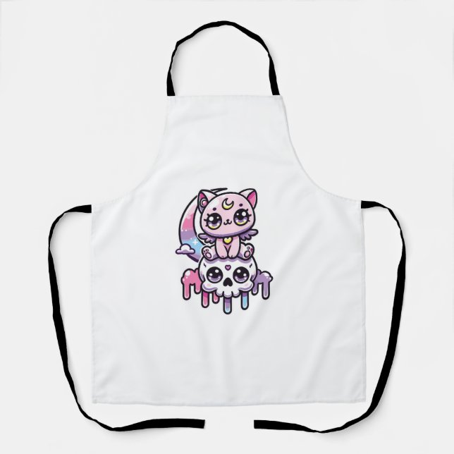 Kawaii Gothic Cat Pastel Gothic Goth Cat   Apron (Front)