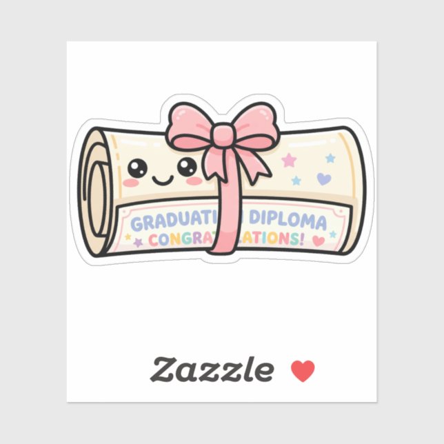 Kawaii Graduation Diploma Scroll Ribbon Cute Sticker (Sheet)