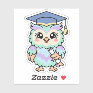 Kawaii Graduation Owl Cute Wise Graduate Sticker