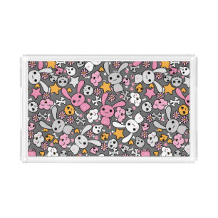 kawaii gray pattern acrylic tray