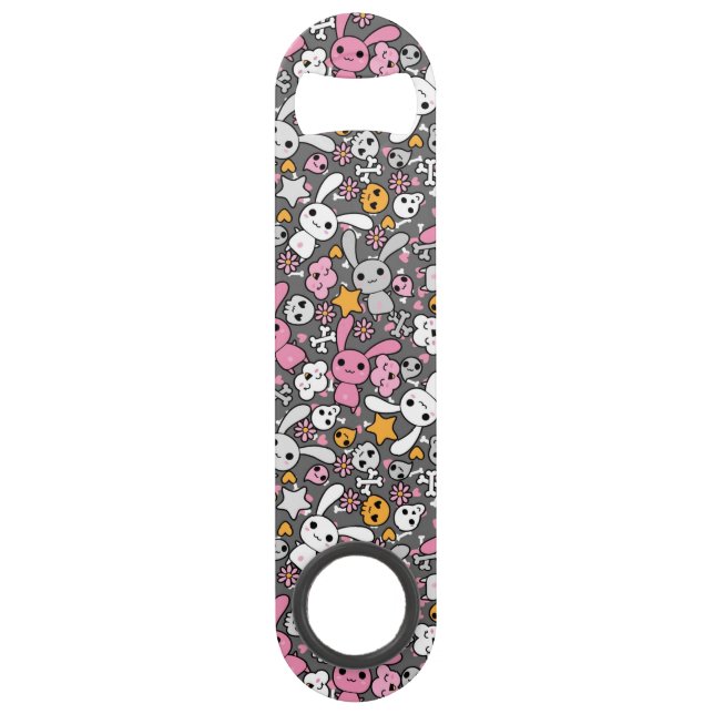 kawaii gray pattern bar key (Front)
