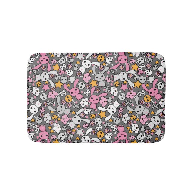 kawaii gray pattern bath mat (Front)