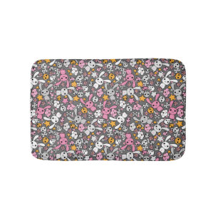 kawaii gray pattern bath mat