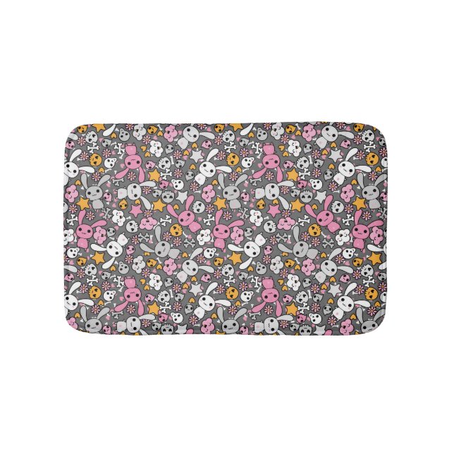 kawaii gray pattern bath mat (Front)
