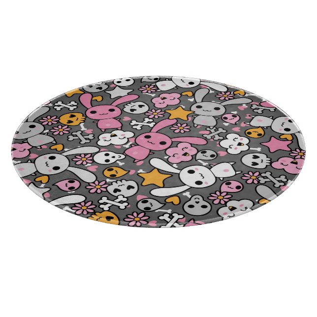 kawaii gray pattern cutting board (Corner)