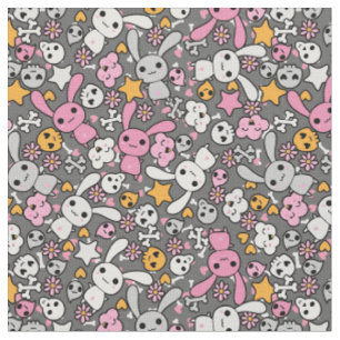 kawaii gray pattern fabric