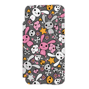 kawaii gray pattern iPhone SE/5/5s wallet case