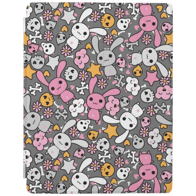 kawaii gray pattern iPad smart cover (Front)